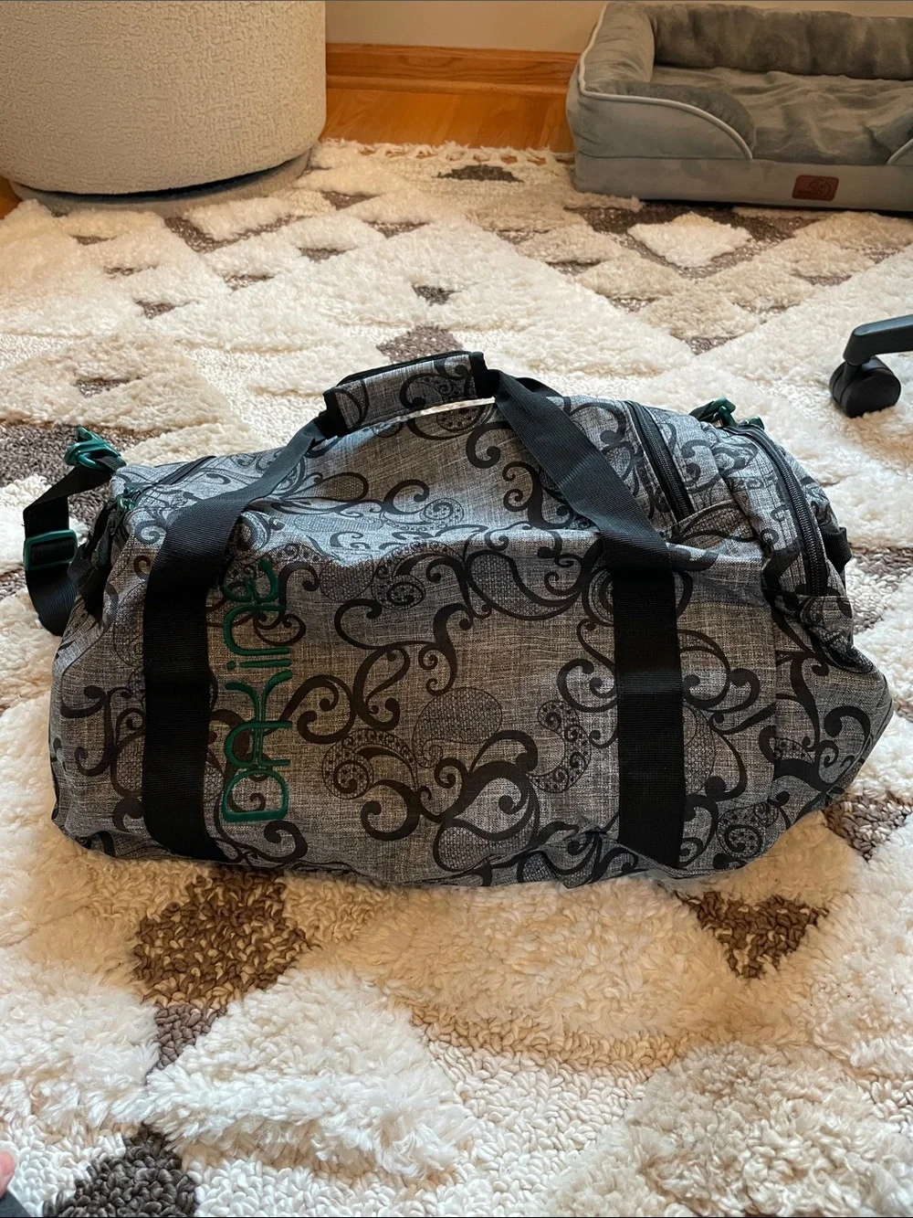 Damien Duffel Bag - Gray with black swirl pattern